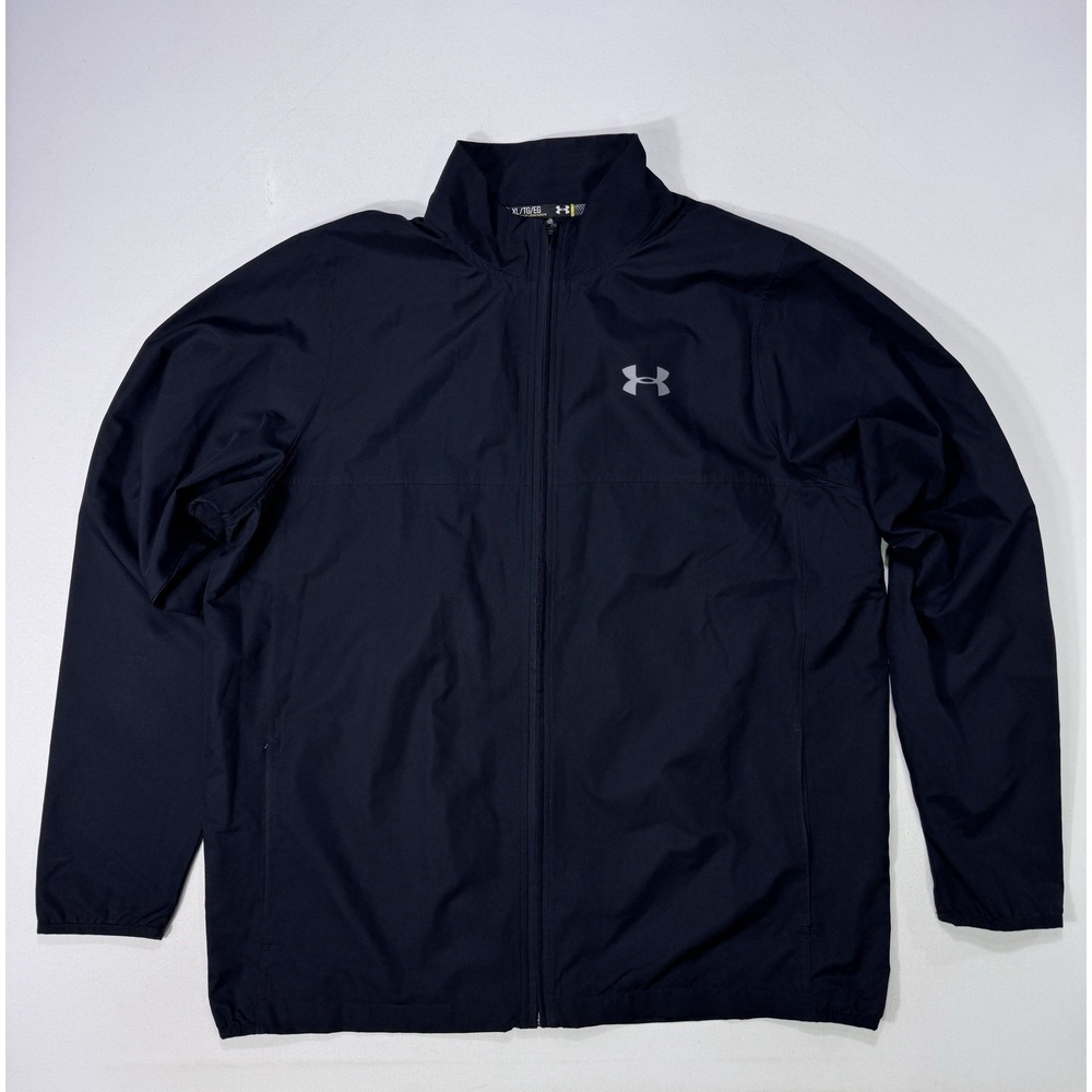 Under Armour Vital Woven Warm-Up Jacket Mens XL Black Mesh Lined 1248452 Track